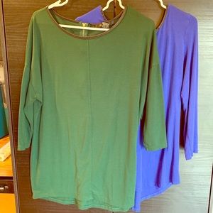 Bundle of 2 Flowy Tunic Tops with 3/4 Sleeves